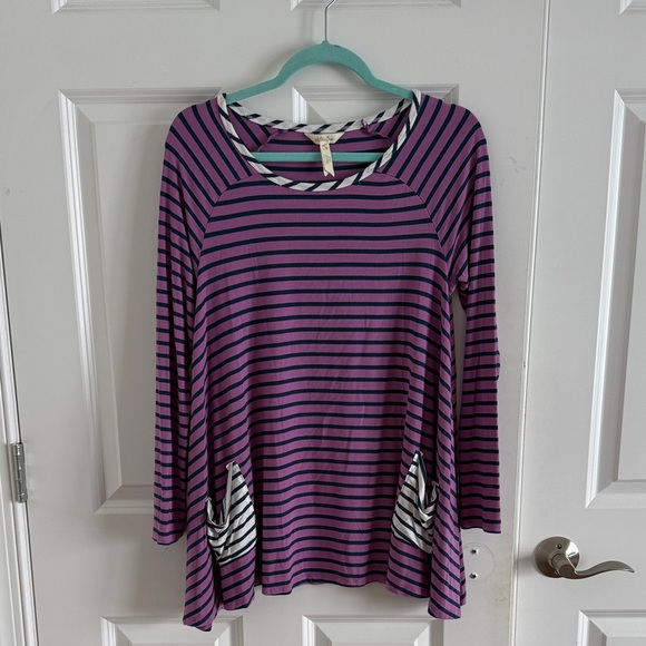 Matilda Jane Tops - Matilda Jane Striped Purple and Blue Tunic Top SZ Small 95% Modal